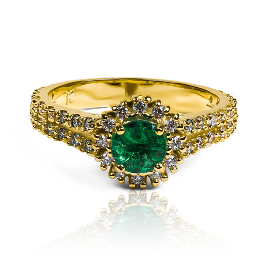 Anillo obelisk Esmeralda + Diamantes