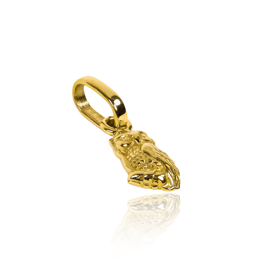 Descubre la elegancia y exclusividad del Dije Búho Mini de Joyería Caracas en Oro 18K. Una pieza única que te acompaña para siempre, con garantía de por vida. Una joya que refleja tu estilo sofisticado y distinguido.