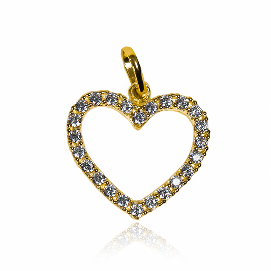 El Dije Corazón con cristales L - JT es una verdadera joya de Oro 18K, confeccionada por Joyería Caracas y respaldada por una garantía de por vida. Siente la elegancia y exclusividad de llevar este corazón en tu cuello, un símbolo de amor y lujo que te acompañará siempre.