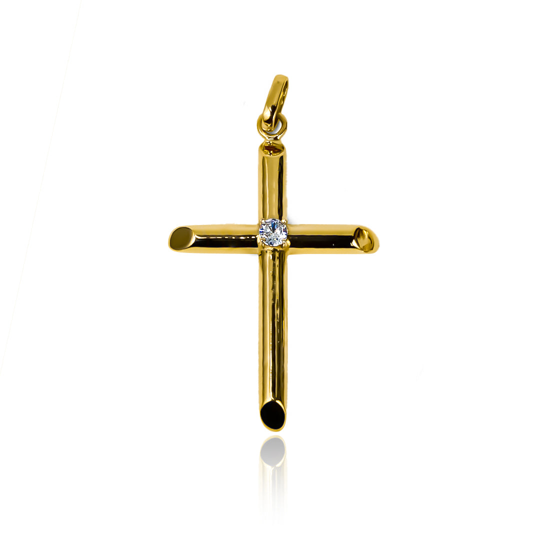 Resalta tu estilo con el elegante Dije Cruz Centro cristal. Hecho de Oro 18K, esta pieza de la Joyería Caracas es un símbolo de sofisticación y exclusividad. Con garantía para toda la vida, es una inversión atemporal en tu apariencia.