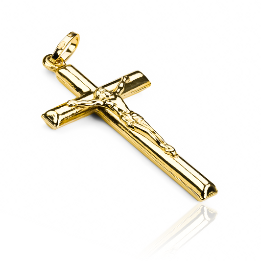 Sumérgete en la elegancia y el lujo con nuestro Dije Cruz Cristo tubo L I en oro 18K. Diseñado por Joyería Caracas, este exclusivo accesorio es una verdadera obra de arte. Con garantía de por vida, puedes tener la seguridad de que su belleza durará para siempre. Haz una declaración de estilo con este dije.