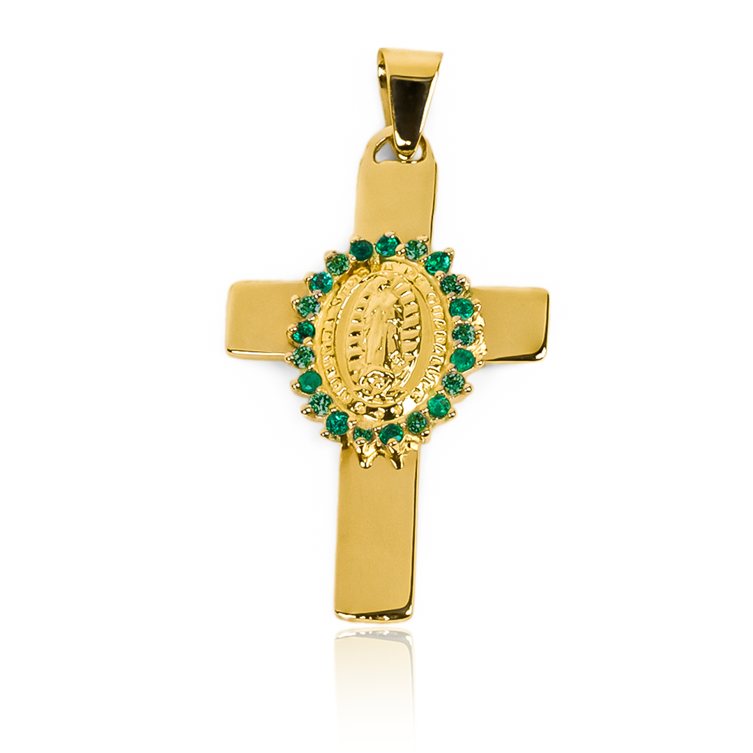 Con los dijes Cruz JC + Guadalupe JT de oro de 18K de Joyería Caracas, lleva contigo símbolos de fe y elegancia. Con esta joyería de calidad y garantía de toda la vida, siempre estarás conectado con tu espiritualidad y estilo sofisticado.