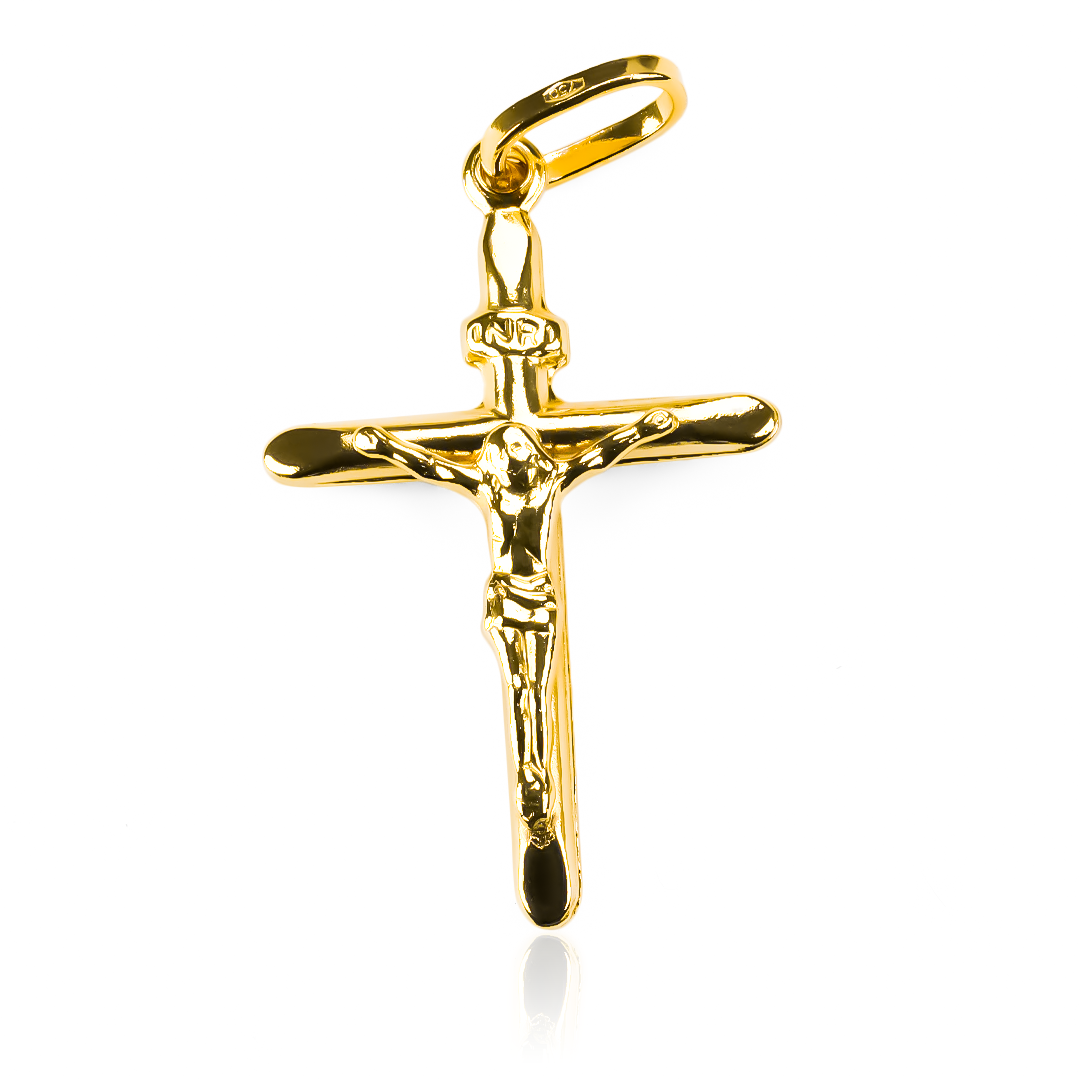 Descubre la elegancia y exclusividad de nuestro Dije Cruz cristo S medio tubo I. Hecho de Oro 18K y con la calidad de Joyería Caracas. Adquiere esta pieza única, con garantía para toda la vida, y haz una declaración de estilo y sofisticación.