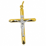 Descubra la elegancia de nuestro Dije Cruz cristo XL medio tubo I de oro 18K con garantía de por vida. Fabricado por Joyería Caracas, este símbolo sagrado es perfecto para aquellos que buscan una pieza única y atemporal para su colección de joyas. Una verdadera obra de arte que durará toda la vida.