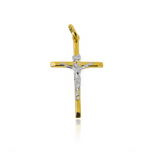 Disfruta de la elegancia y exclusividad del Dije Cruz cristo plano II L bicolor. Con diseño en Oro 18K de la prestigiosa Joyería Caracas y una garantía para toda la vida, este dije es la perfecta combinación de lujo y calidad que te acompañará por siempre.