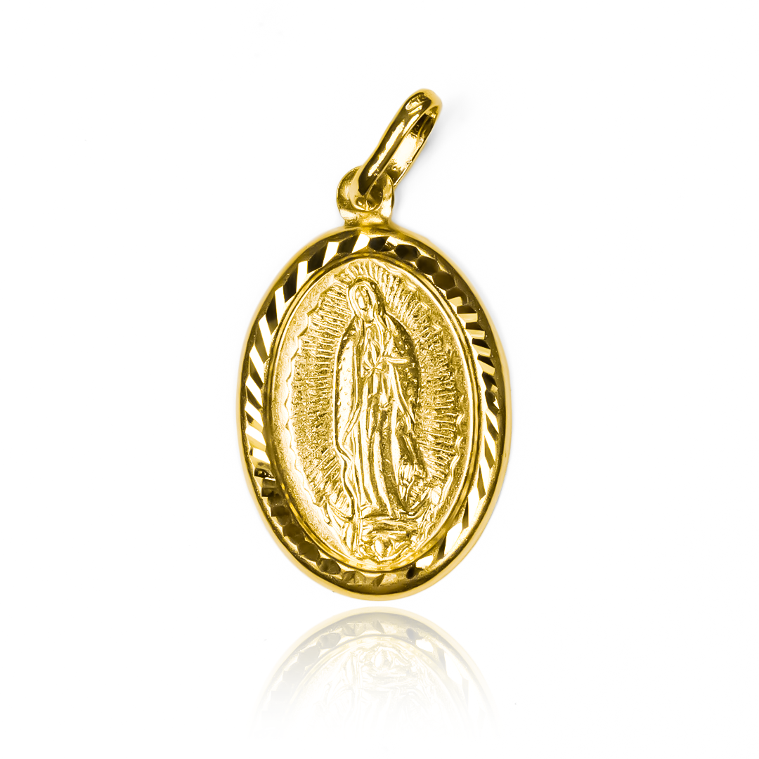 -Elegante dije Guadalupe con marco diamantado L I, hecho en oro 18K por Joyería Caracas. Disfrute de una pieza de alta calidad con garantía para toda la vida. Llévela siempre con usted como símbolo de estilo y lujo.