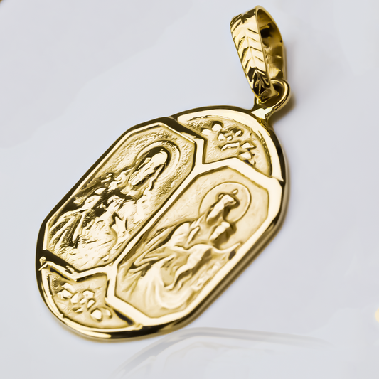 Descubre la elegancia y exclusividad del Dije Medalla escapulario I. Hecho de Oro 18K y con la garantía de toda la vida de Joyería Caracas, este dije te conecta con tu fe y estilo. Una pieza de joyería de lujo que no pasará desapercibida.