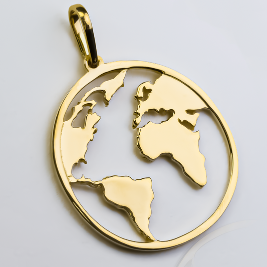 Descubre el mundo de Dije World con su diseño exclusivo en Oro 18K de Joyería Caracas. Experimenta la elegancia de la calidad premium con la garantía para toda la vida. Sumérgete en un mundo de lujo y sofisticación con Dije World.