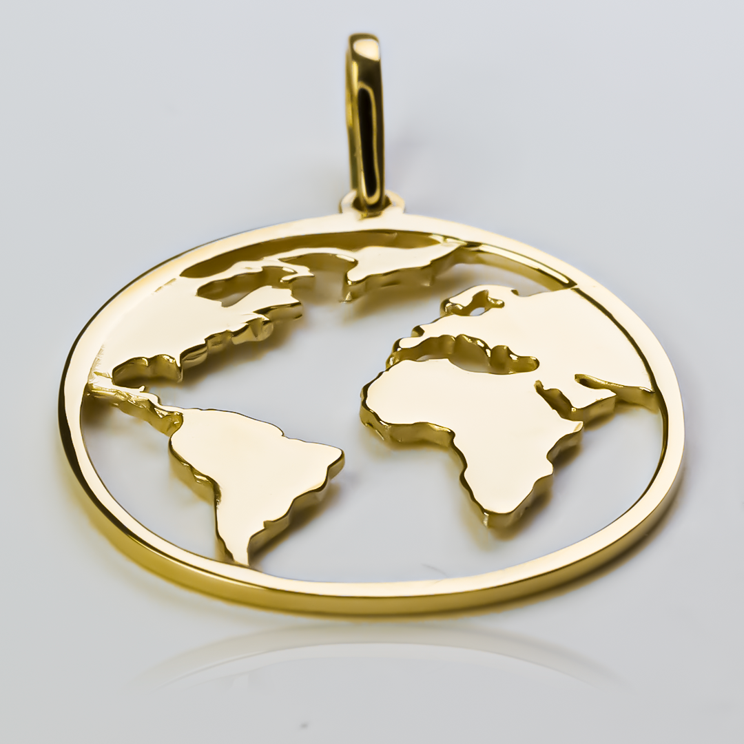 Descubre el mundo de Dije World con su diseño exclusivo en Oro 18K de Joyería Caracas. Experimenta la elegancia de la calidad premium con la garantía para toda la vida. Sumérgete en un mundo de lujo y sofisticación con Dije World.