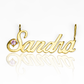 Dije de Nombre personalizado "Sandra". Hecho con oro de 18K y cuidadosamente diseñado por Joyería Caracas. Con garantía de por vida.