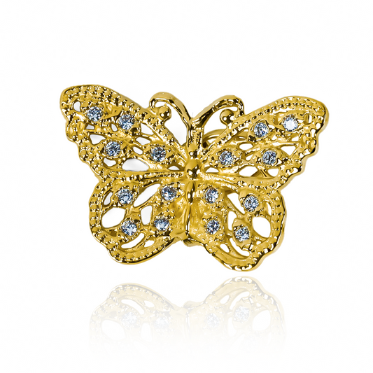 Maravíllate con la elegancia y exclusividad de los Dije Butterfly white JT. Hechos con el lujo del Oro 18K y el toque artístico de Joyería Caracas. Disfruta de la garantía para toda la vida y siente la sofisticación en cada momento.