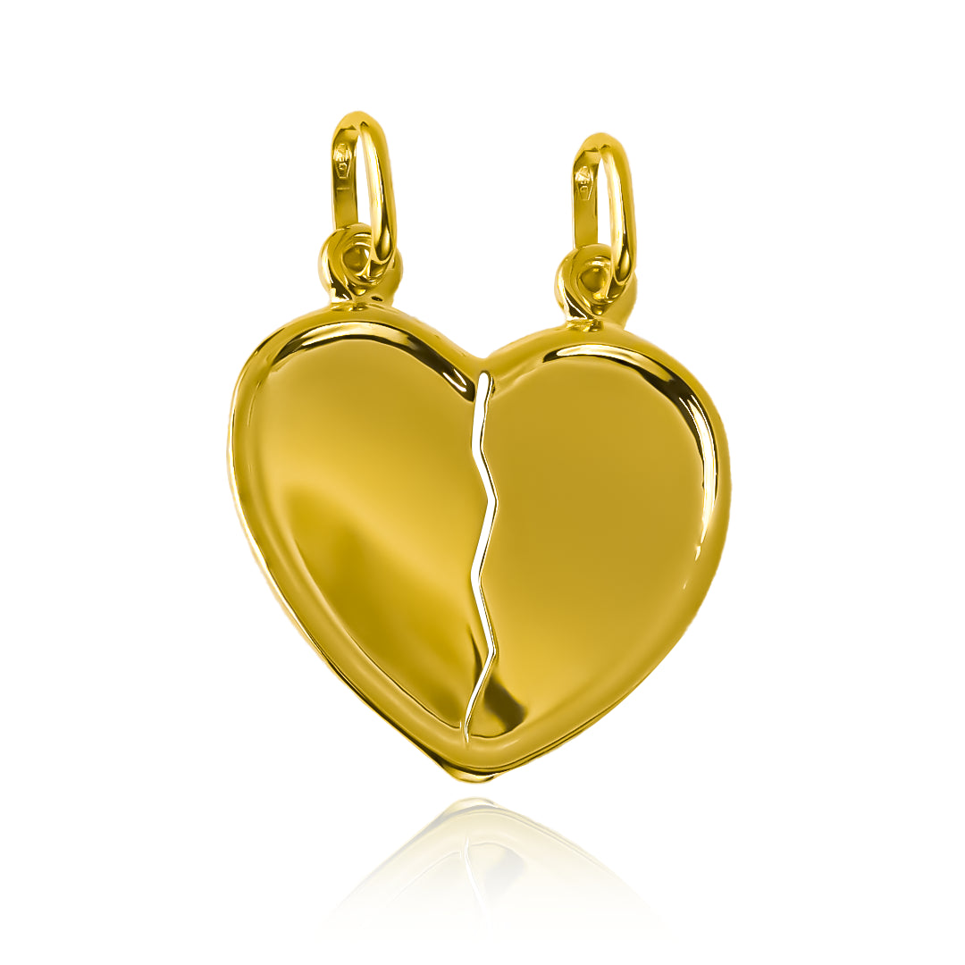 Dije Corazón dúo I, hecho de Oro 18K y diseñado por Joyería Caracas, con garantía para toda la vida.