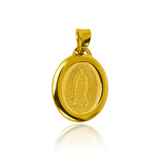 Dije Virgen Guadalupe Láser marco I en oro 18K, diseñado por Joyería Caracas con garantía de por vida.