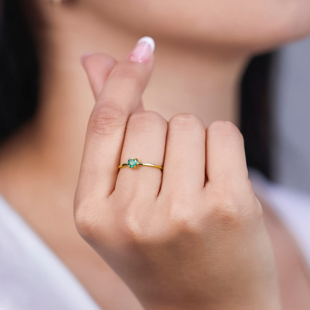 Anillo classic heart - emerald