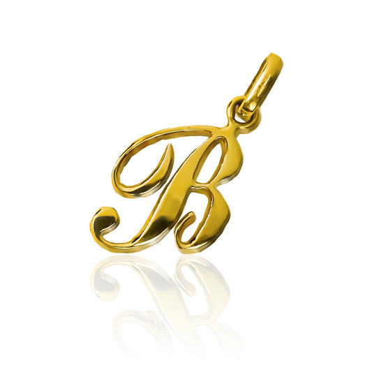 Dije Letra B cursiva Classic JC. Hecho con oro de 18K, esta pieza de Joyería Caracas cuenta con garantía de por vida.