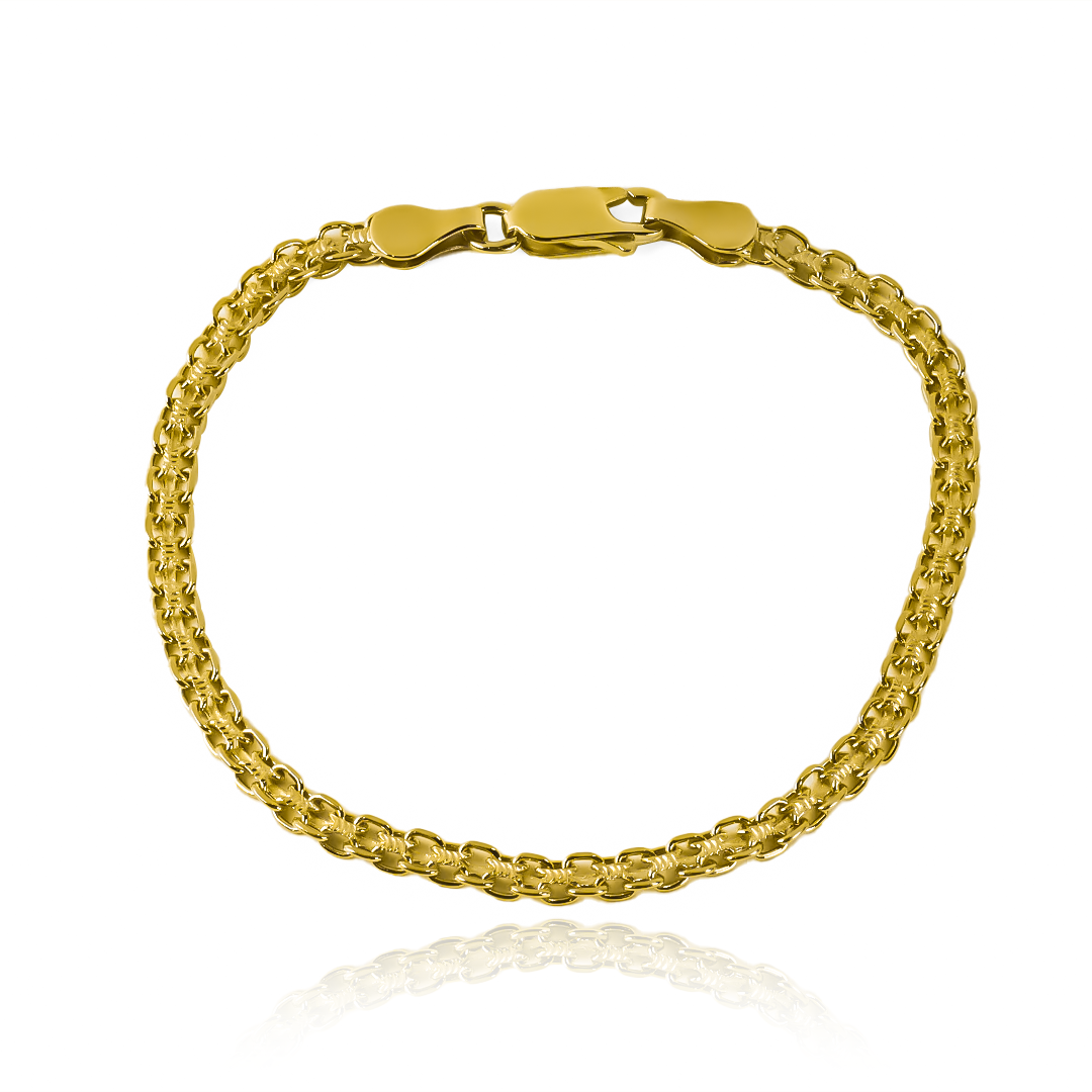 Disfruta de la elegancia y lujo de la Pulsera Bismarck S I, elaborada en oro 18K de la prestigiosa Joyería Caracas. Con su diseño exclusivo, esta pulsera es una verdadera obra de arte que te acompañará de por vida. Adorna tu muñeca con estilo y sofisticación, respaldado por una garantía para toda la vida.