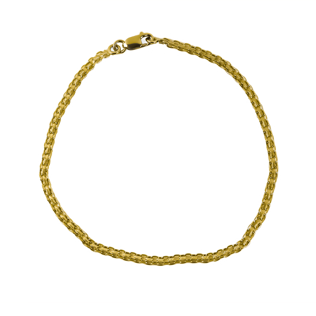 La pulsera Bismarck S delgada es una verdadera joya de Oro 18K de la prestigiosa Joyería Caracas. Con garantía para toda la vida, es el accesorio perfecto para una mujer elegante y sofisticada como tú. Resalta tu estilo con esta pieza exclusiva y atemporal.