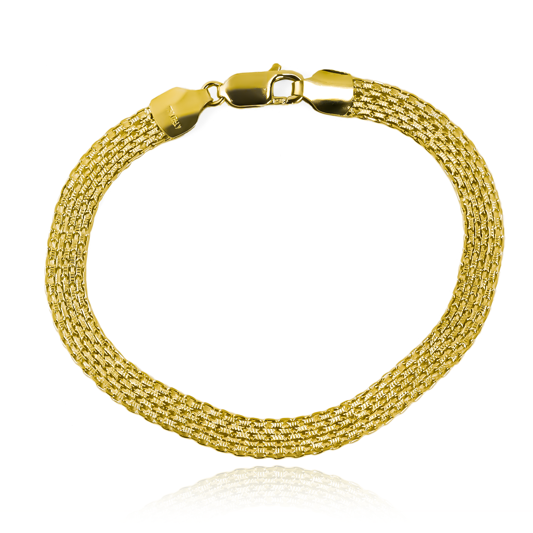 Estilo y elegancia se unen en nuestra Pulsera Bismarck esterilla L, hecha de Oro 18K y diseñada por Joyería Caracas. Con garantía para toda la vida, esta pulsera es el complemento perfecto para cualquier atuendo. Haz una declaración de lujo con esta pieza exclusiva.