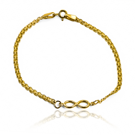 Sumerja el lujo con nuestra Pulsera Bismarck infinito I. Hecha de Oro 18K por expertos de Joyería Caracas, esta pulsera ofrece elegancia eterna y una garantía para toda la vida. Un símbolo de lujo y exclusividad, esta pulsera es la opción perfecta para cualquier ocasión.