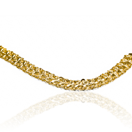 Disfruta de la elegancia y la exclusividad con nuestra Pulsera Corazones Diamantados JC. Confeccionada en oro 18K y diseñada por Joyería Caracas, es una pieza digna de ser admirada. Además, con nuestra garantía para toda la vida, no tendrás que preocuparte por su calidad. ¡Haz que tu look brille con esta pulsera única!