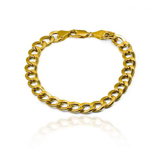 Mejora tu estilo con nuestra Pulsera Cubana seguida XL, hecha con Oro 18K para un toque de lujo y sofisticación. Diseñada por Joyería Caracas con garantía para toda la vida, es una pieza exclusiva que realza tu elegancia y te acompaña en todas tus aventuras.