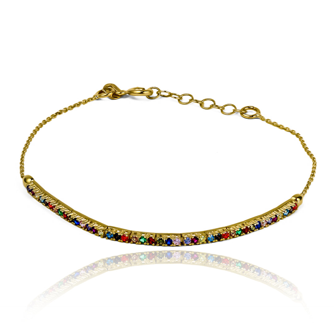 Una joya exclusiva para toda la vida, la Pulsera Rainbow de oro 18K de Joyería Caracas es el toque de elegancia perfecto para cualquier atuendo. Con su diseño único y garantía para toda la vida, esta pulsera seguramente se convertirá en una pieza imprescindible en tu colección de joyas. Disponible ahora en Joyería Caracas.