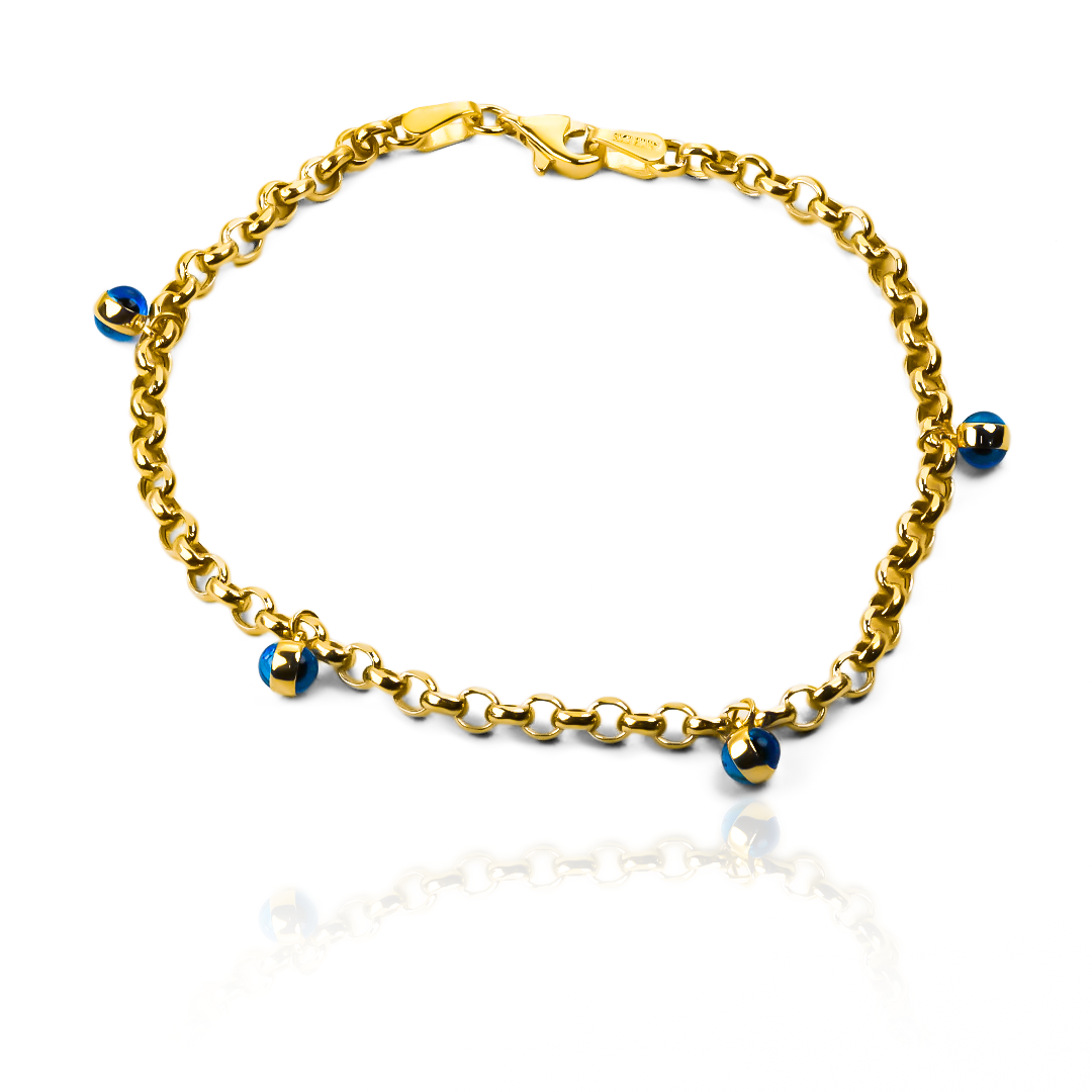 ¡Haz una declaración de moda con la pulsera Rolón + ojos I! Hecha de oro 18K por Joyería Caracas, esta pulsera adornará tu muñeca con elegancia y sofisticación. Además, cuenta con garantía para toda la vida, asegurando su calidad y durabilidad. ¡Una inversión que durará para siempre!