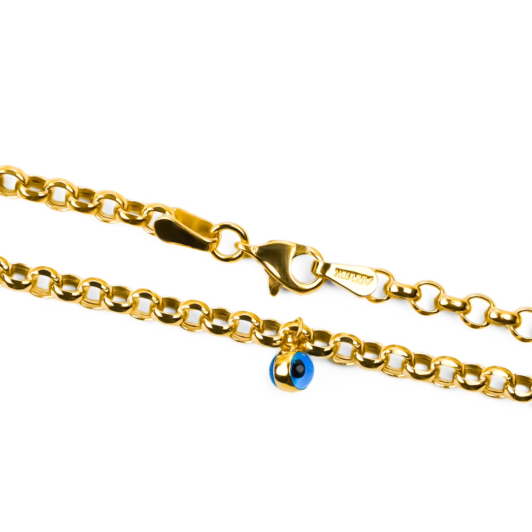 ¡Haz una declaración de moda con la pulsera Rolón + ojos I! Hecha de oro 18K por Joyería Caracas, esta pulsera adornará tu muñeca con elegancia y sofisticación. Además, cuenta con garantía para toda la vida, asegurando su calidad y durabilidad. ¡Una inversión que durará para siempre!