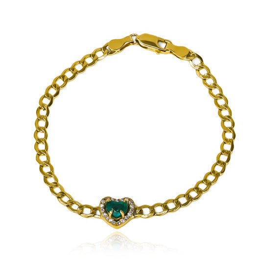 Eleva tu estilo con nuestra pulsera corazón esmeralda CJG. Hecha de oro 18K, esta joyería de Caracas es garantía para toda la vida. Añade un toque de elegancia y exclusividad con esta pulsera de alta calidad. Haz una declaración con esta pieza única y atemporal.