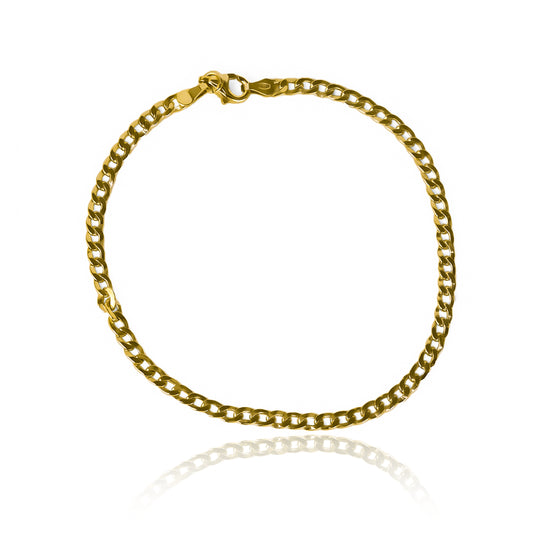 Pulsera Cubana seguida MP de oro 18k de Joyería Caracas, Cuenta con garantía de por vida.