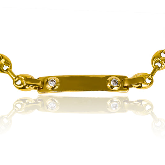 Pulsera Esclava Calabrote M JT & Diamantes, elaborada en Oro 18K y diamantes por Joyería Caracas. Esta pieza exclusiva viene con garantía para toda la vida.