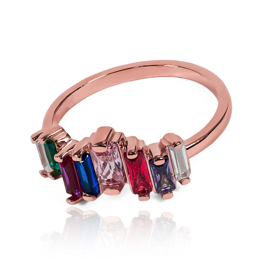 Anillo rainbow baguette