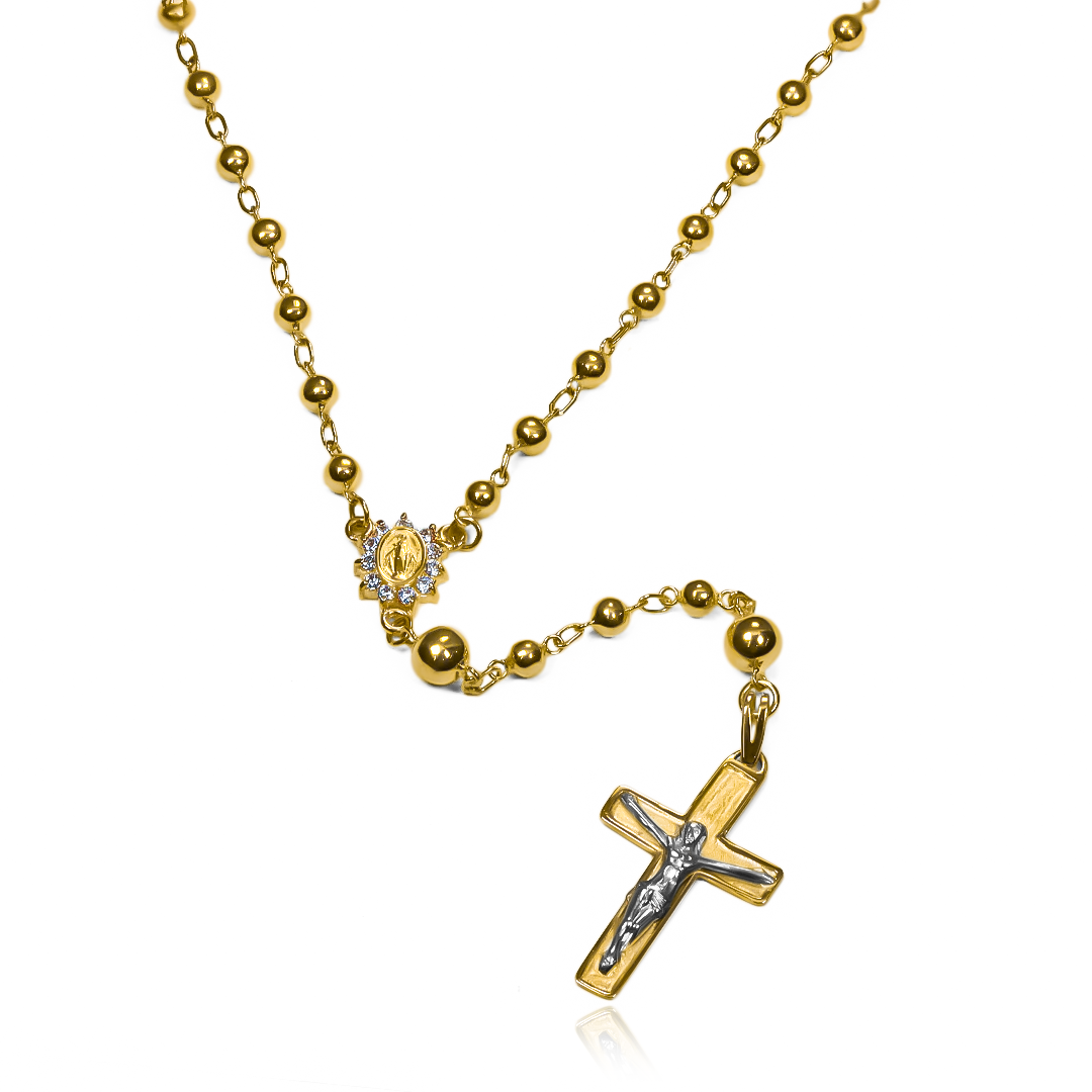 Descubre la elegancia de nuestro Rosario Mp - Cristo Jc, una joya de Oro 18K de la prestigiosa Joyería Caracas. Con garantía de por vida, este Rosario se convertirá en un símbolo duradero de tu devoción y sofisticación. Añade un toque de lujo a tu colección de accesorios con nuestro Rosario Mp - Cristo Jc.