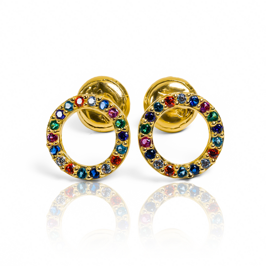 Descubre la elegancia y exclusividad con Topitos Circle fullcolor en Oro 18K de Joyería Caracas. Esta pieza única cuenta con una garantía de por vida, asegurando su calidad y belleza duradera. Completa tu look con un toque de lujo con Topitos Circle fullcolor.