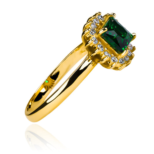  anillo de compromiso Amor al Cuadrado Green JC. Diseñado en Joyería Caracas con oro de 18k y certificado de calidad, este anillo será un símbolo de amor eterno. 