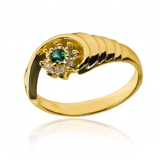 La joyería caracas y el oro 18k se unen en este elegante anillo con forma de concha de ponqué. Con su garantía para toda la vida