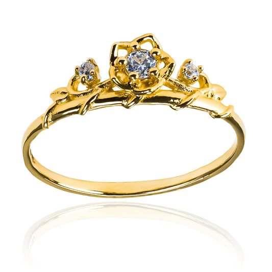 anillo espinas y rosas M J. Diseñado con joyería caracas en oro 18k, este anillo te brinda garantía para toda la vida.