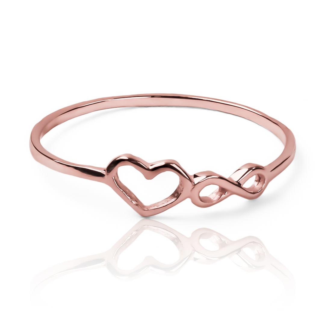  anillo infinity heart. Hecho de oro 18k en joyería caracas, este elegante anillo viene con una garantía para toda la vida. 