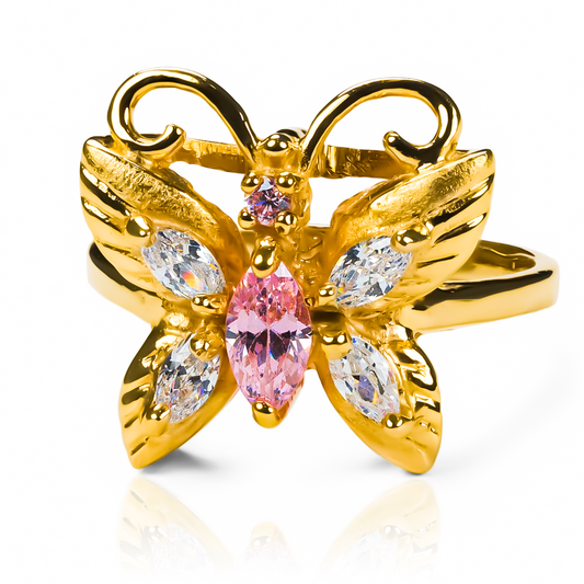  exclusivo anillo mariposa A J es una verdadera joya de la joyería caracas. Hecho de oro 18k, te garantiza elegancia y calidad de por vida. 