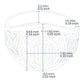 Croquis del anillo de grado el cual específica las medidas exactas del producto, como: el ancho del aro, ancho central, grosor, tamaño de las piedras, entre otros.