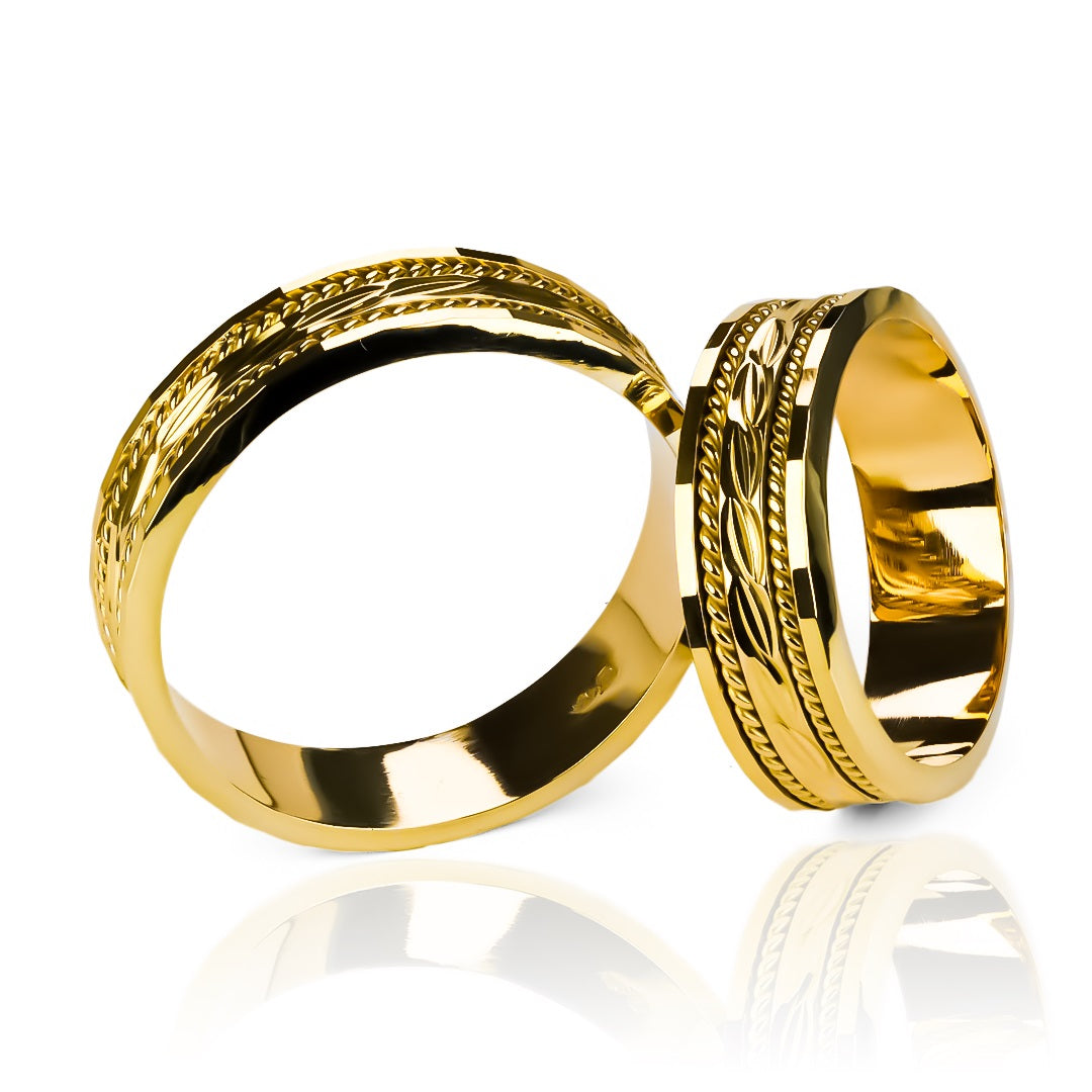 anillos de bodas Campos Elíseos de nuestra Joyería Caracas. Hechos de oro 18k con certificado de calidad