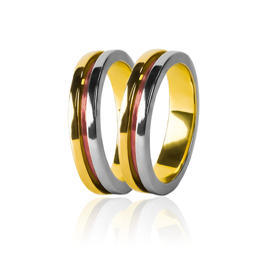 Channel 3 gold wedding rings