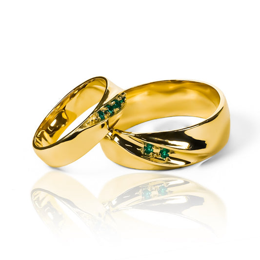 anillos de boda de canal con cristal de la Joyería Caracas. Estos impresionantes anillos están hechos de oro de 18 quilates, con certificado de calidad y garantía para toda la vida