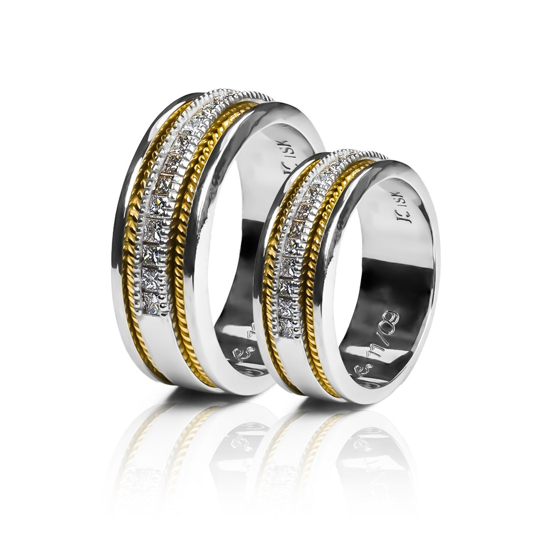 anillos de boda entorchados carre de nuestra joyería en Caracas. Estos anillos están elaborados en oro de 18 quilates, asegurando la más alta calidad y durabilidad. Cada anillo viene con un certificado de autenticidad y garantía de por vida