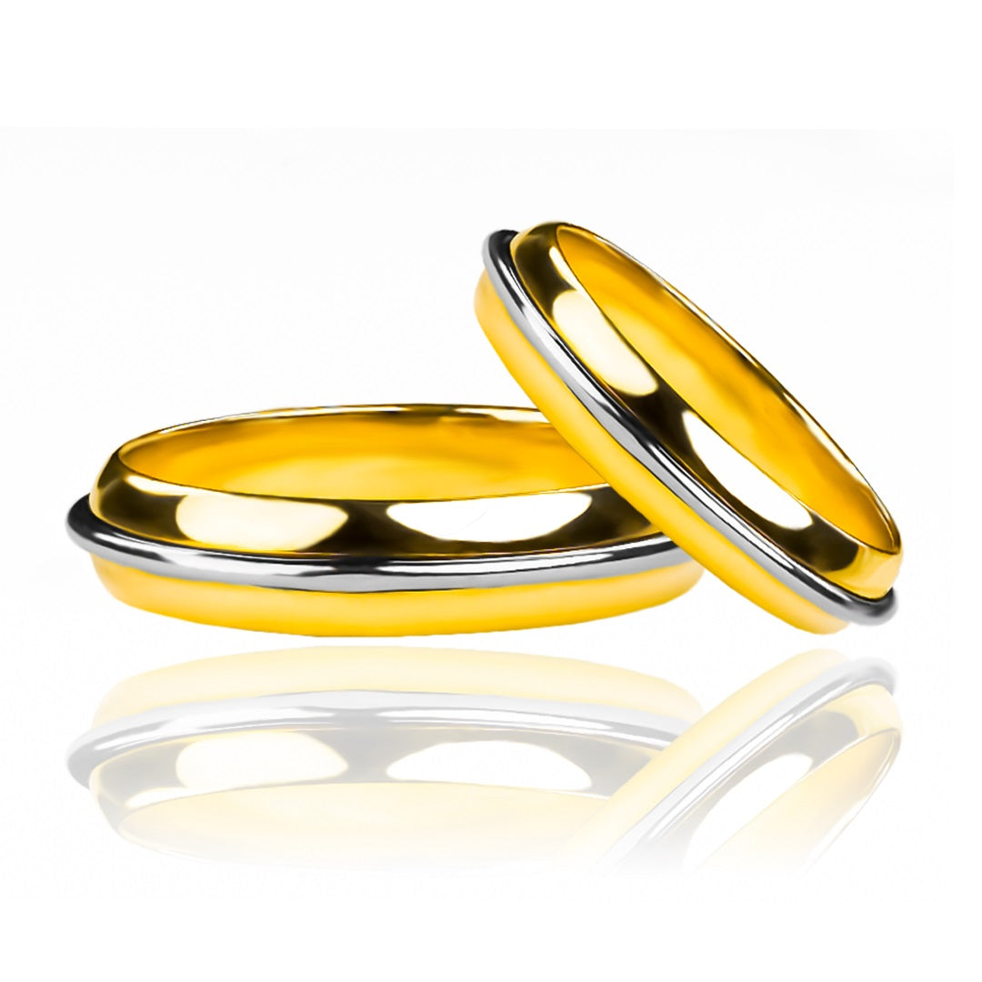 anillos de bodas flotantes de Joyería Caracas. Hechos de oro de 18k con certificado de calidad, estos anillos son elegantes y duraderos, perfectos para simbolizar su compromiso de por vida. 