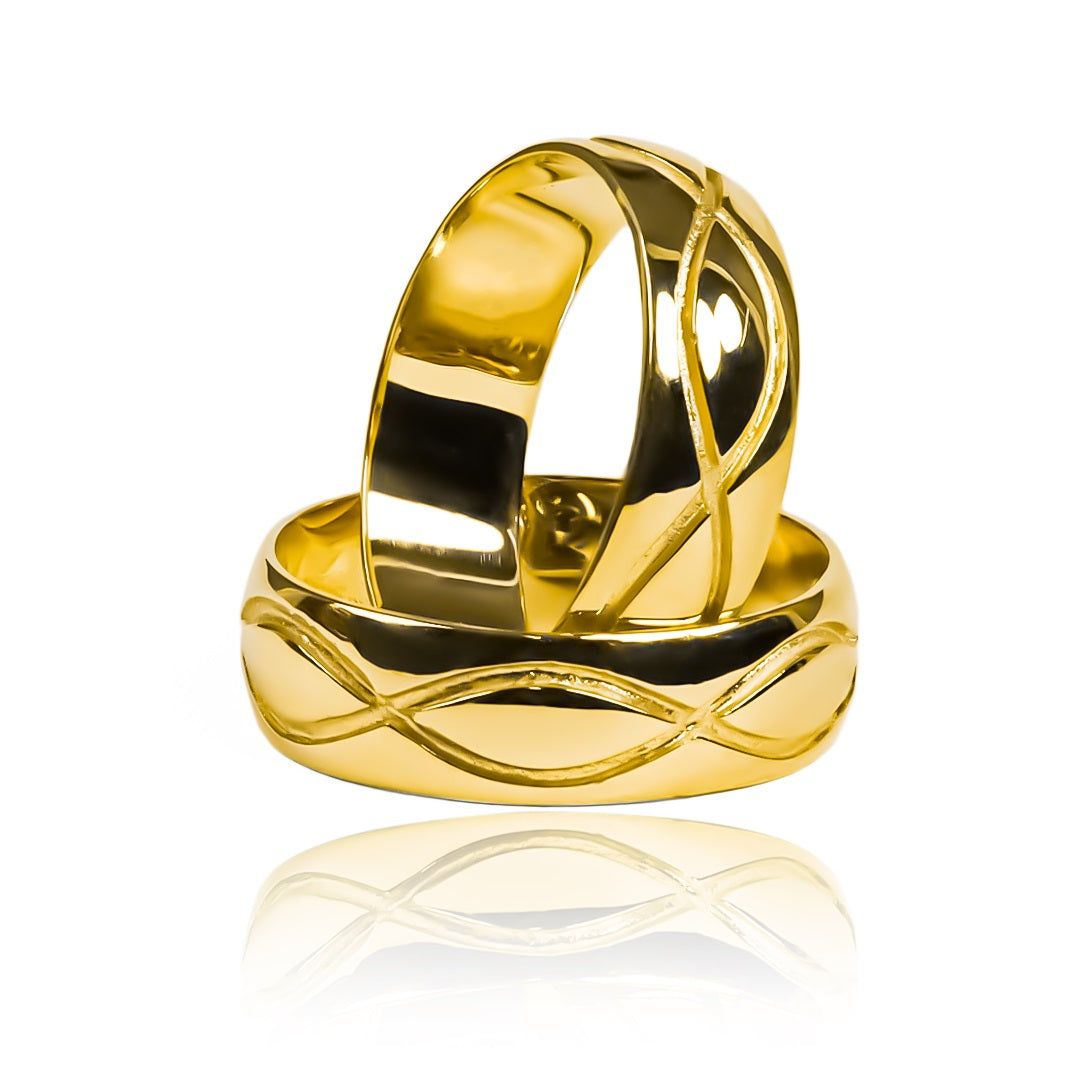 anillos de boda infinitos de oro de 18k de Joyería Caracas! Cada anillo está cuidadosamente fabricado con oro de 18 quilates y viene con un certificado de calidad y garantía para toda la vida, garantizando que su amor durará para siempre. 