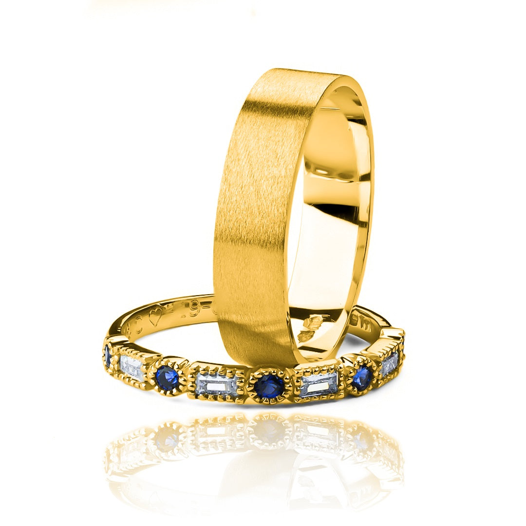 anillos de boda mate love de nuestra joyería Caracas de oro de 18k. Cada anillo está cuidadosamente fabricado con oro de 18 quilates, garantizando su calidad y durabilidad a lo largo del tiempo. 