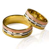 alianzas de boda "3 Oros" de Joyería Caracas! Diseñadas con elegancia y manufacturadas en oro de 18 quilates, Cada anillo viene con un certificado de calidad y garantía de por vida