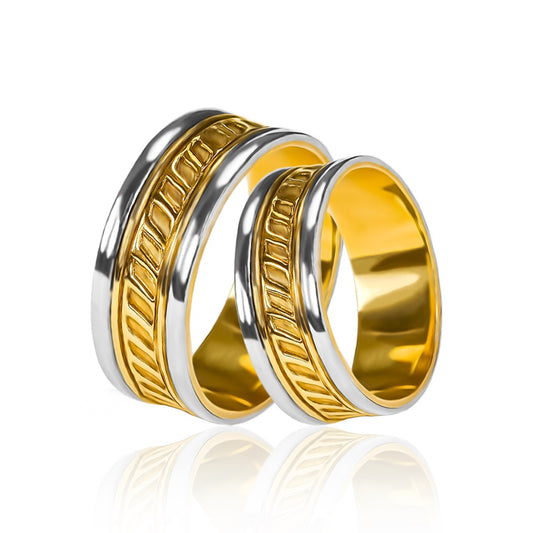 anillos de boda Stair Love, una hermosa adición a nuestra colección de joyería de oro de 18k en Joyería Caracas. Estos anillos están hechos de oro 18k y vienen con certificado de calidad y garantía para toda la vida