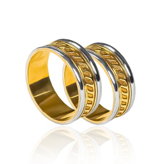 anillos de boda Stair Love, una hermosa adición a nuestra colección de joyería de oro de 18k en Joyería Caracas. Estos anillos están hechos de oro 18k y vienen con certificado de calidad y garantía para toda la vida